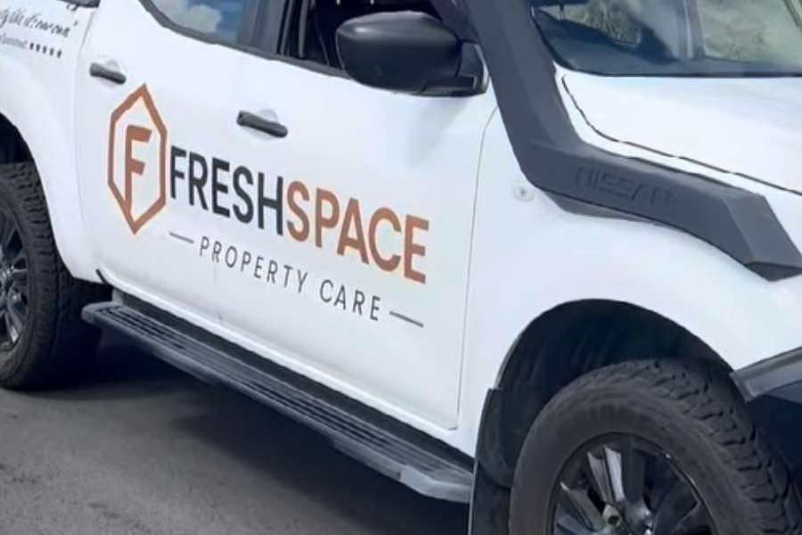 FreshSpace Property Care branding on the white work ute